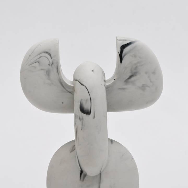 Abstract Knot Sculpture in White Matte Polyresin