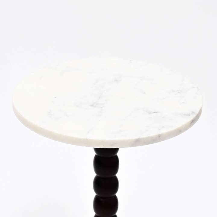 Marble Wood Drink Table with Marble Top