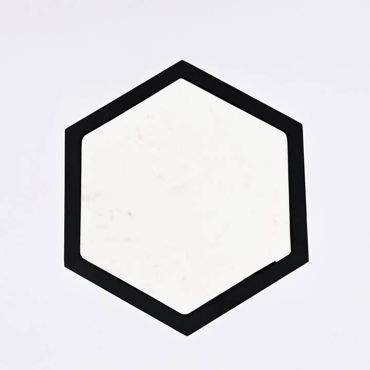 Hexagonal Marble Table Small Set of 2