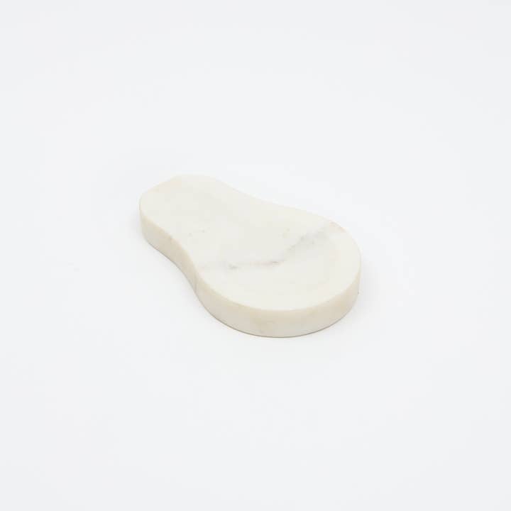Bela White Marble Spoon Rest, Premium Kitchen Utensil Holder for Countertop, Ladle & Spatula Stand, Heat-Resistant, Easy