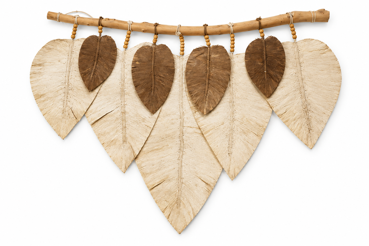 Wandhanger bladeren wit en bruin