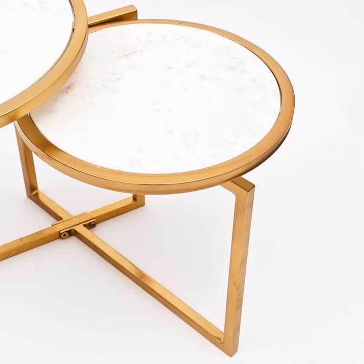 2 Tier Round Table With Marble Top