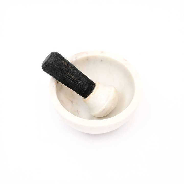 Premium Handcrafted Natural Stone & Marble Mortar & Pestle - Durable Spice Herb Grinder & Crusher Kitchen Tool