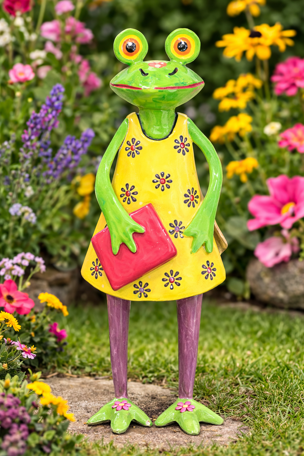 Frog w. book 28 cm