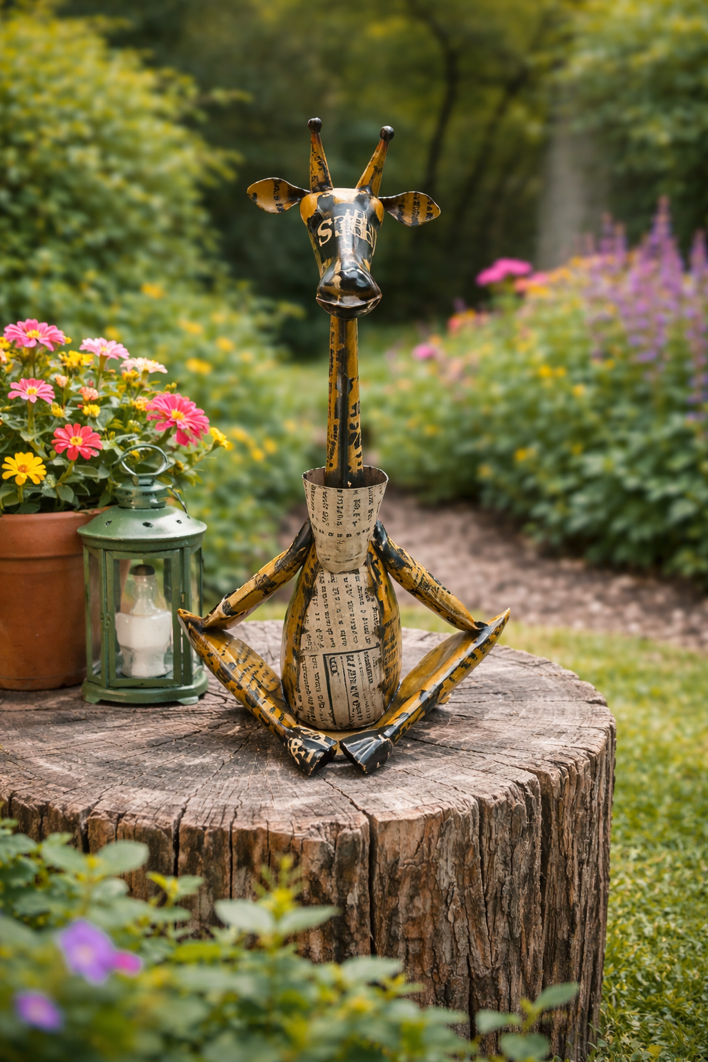 IRON GIRAFFE WITH GLASS