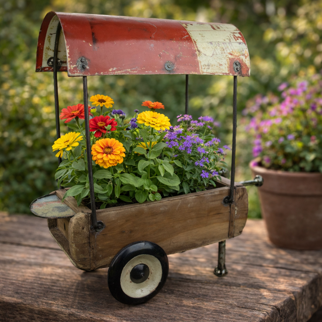 IRON BRICK MOLD FLOWER POT CART