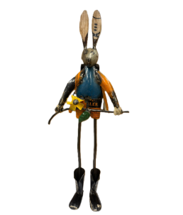 IRON RABBIT WITH FLOWER