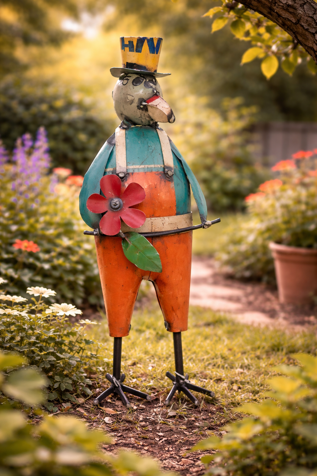 Penguin with flower 32 cm