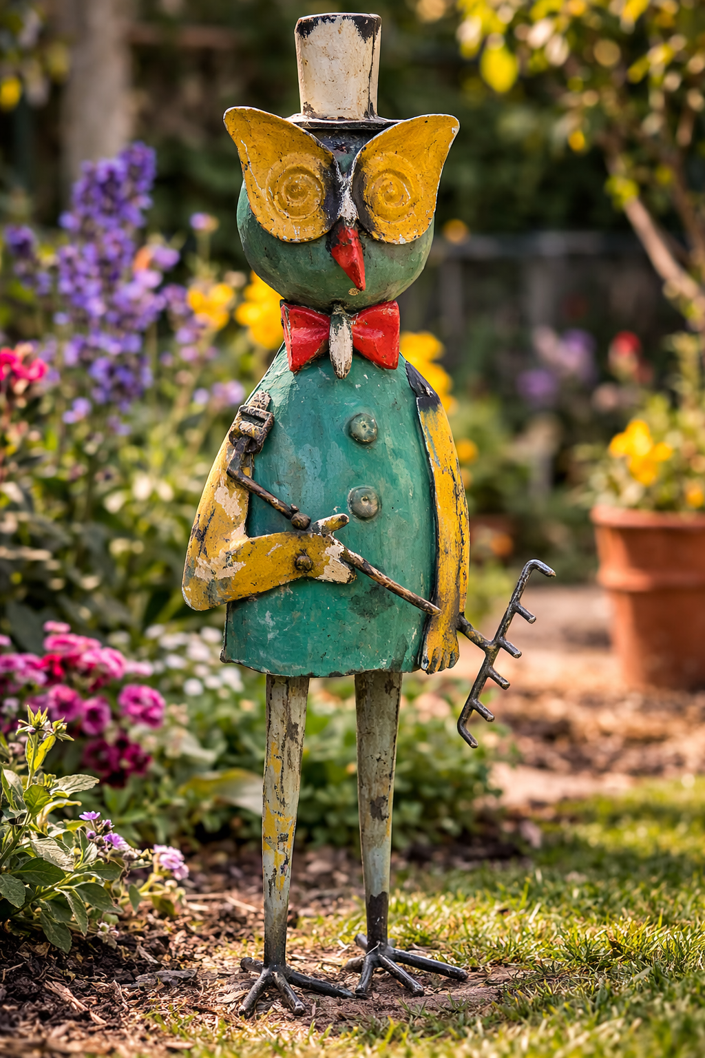 Owl with rake 33 cm