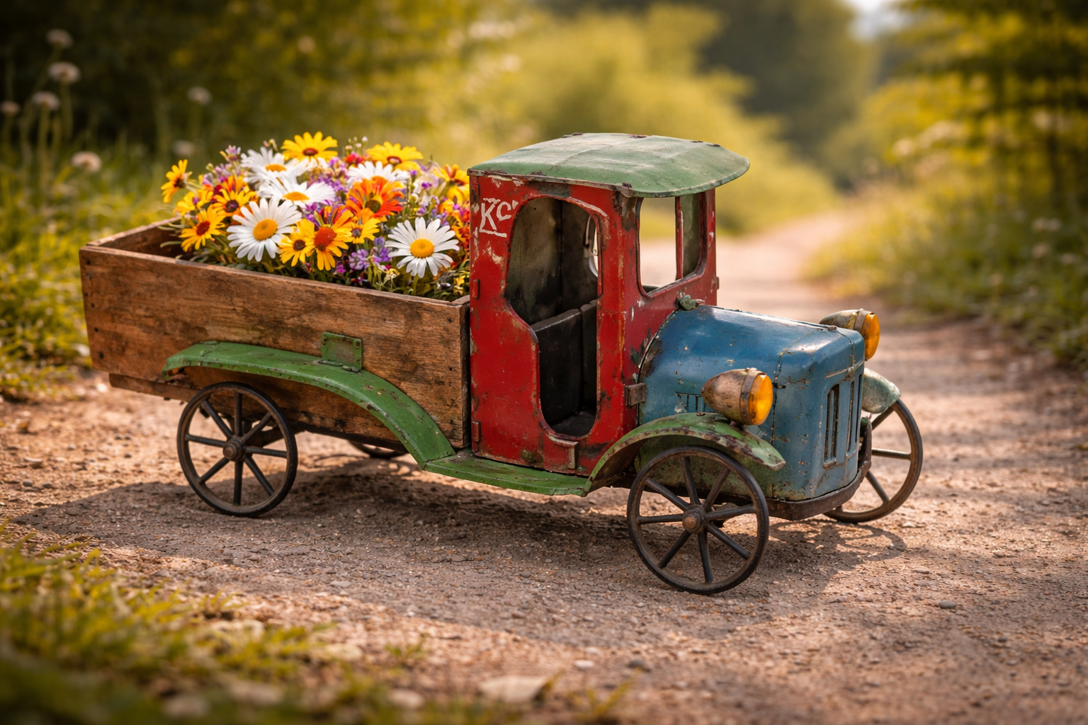 IRON AND WOODEN VINTAGE CAR