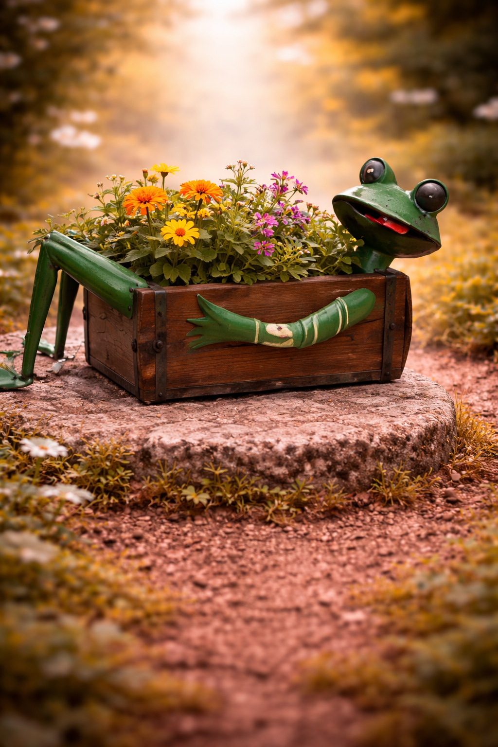 Brick mould frog flower pot