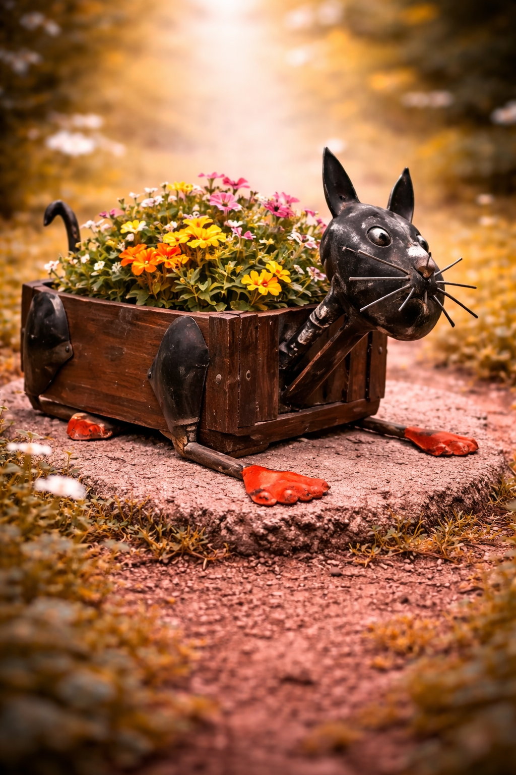 BRICK MOULD CAT FLOWER POT