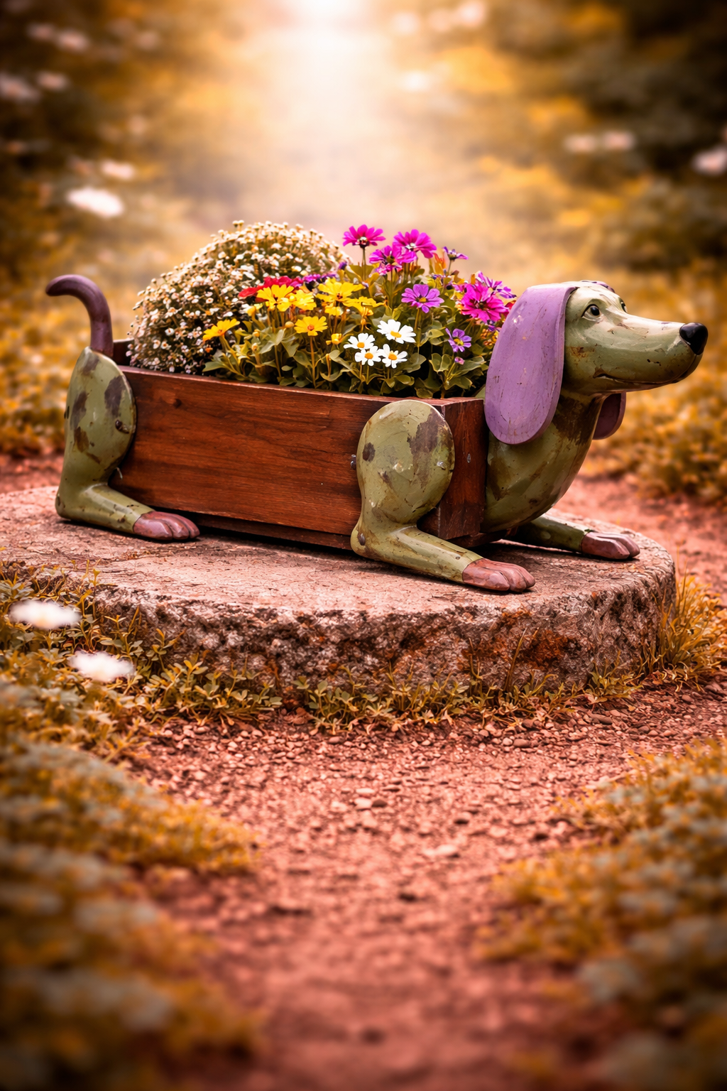 BRICK MOULD DOG FLOWER POT