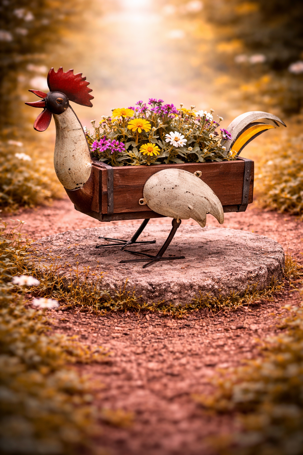 BRICK MOULD ROOSTER FLOWER POT