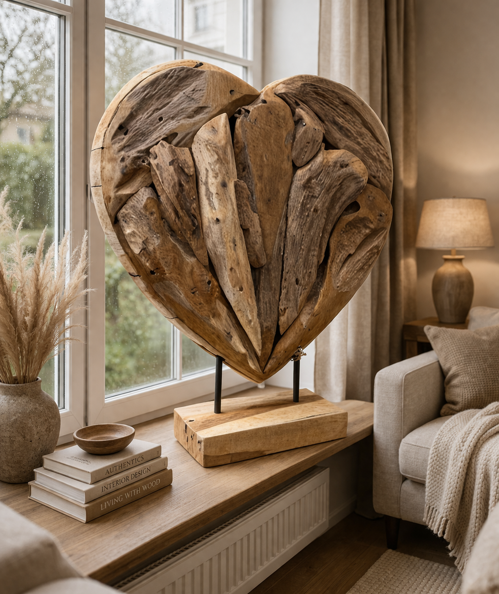 Teak heart with standard