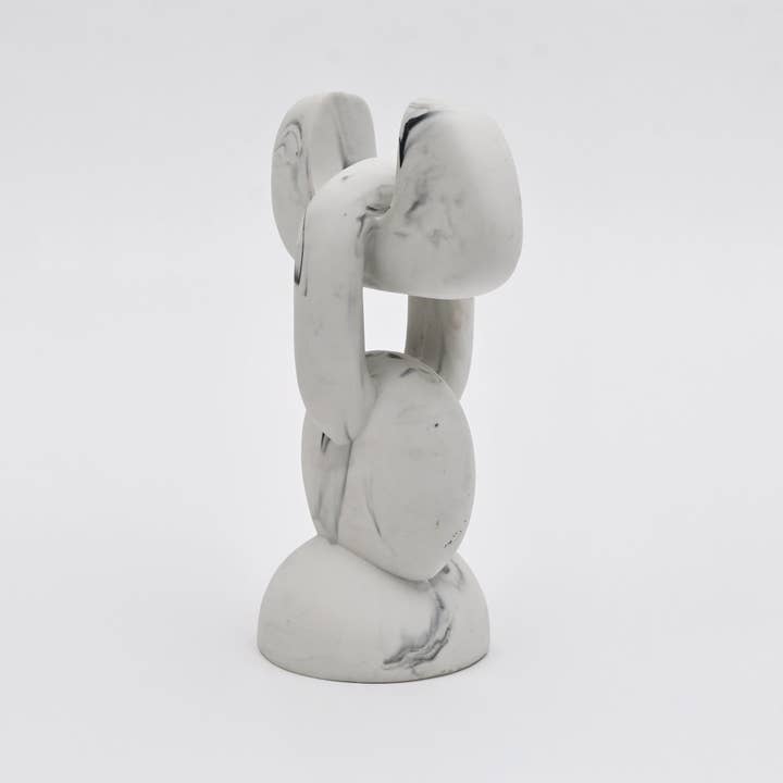 Abstract Knot Sculpture in White Matte Polyresin