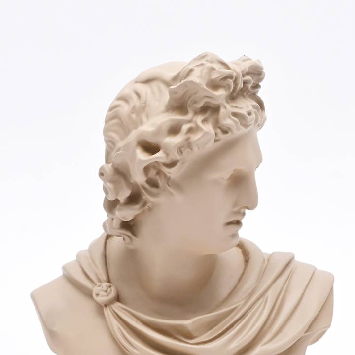 Beige Classical Greco-Roman Bust Sculpture – Resin Decorative Accent, 18.8 x 14 x 30 cm