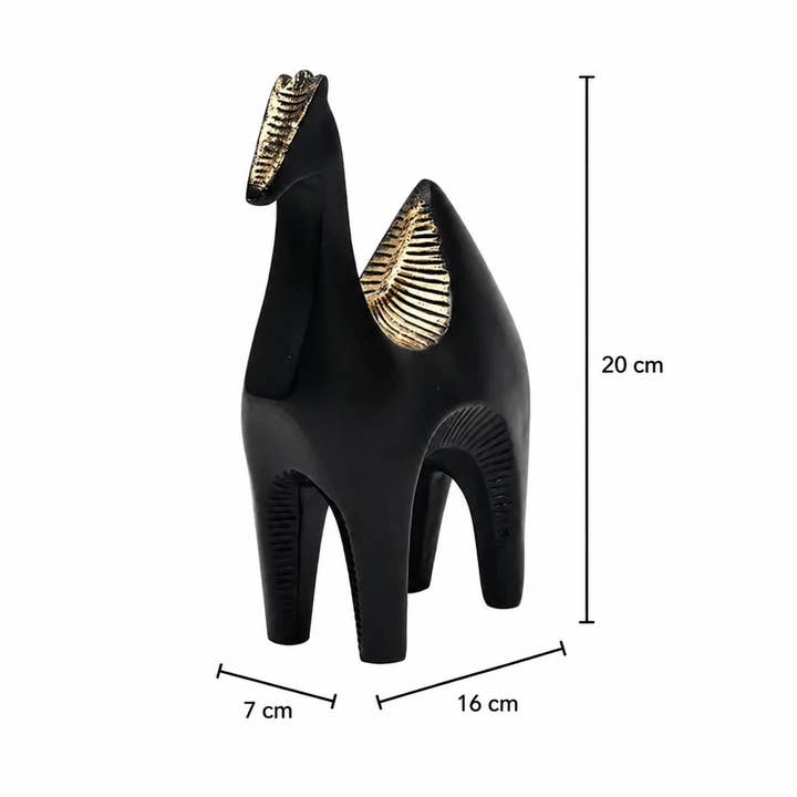 Modern Pasture Camel Sculpture in Black Matte Polyresin