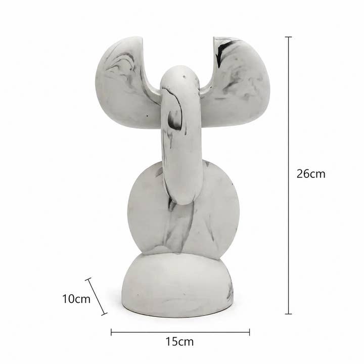 Abstract Knot Sculpture in White Matte Polyresin