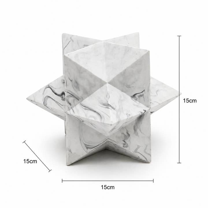 Modern Polyhedral Star Décor in White Glossy Polyresin