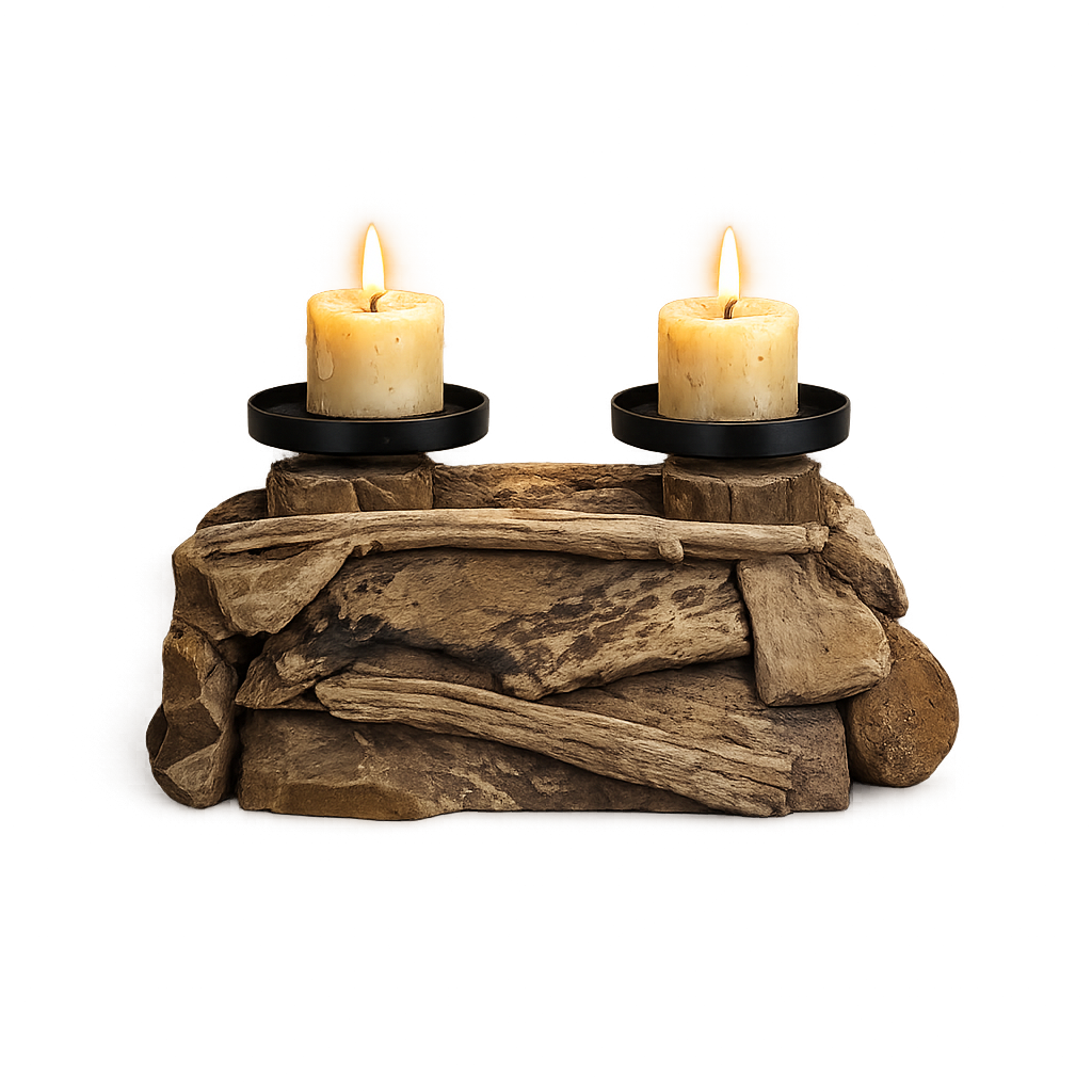 Pillar candle holder driftwood 32x18x14cm Natural