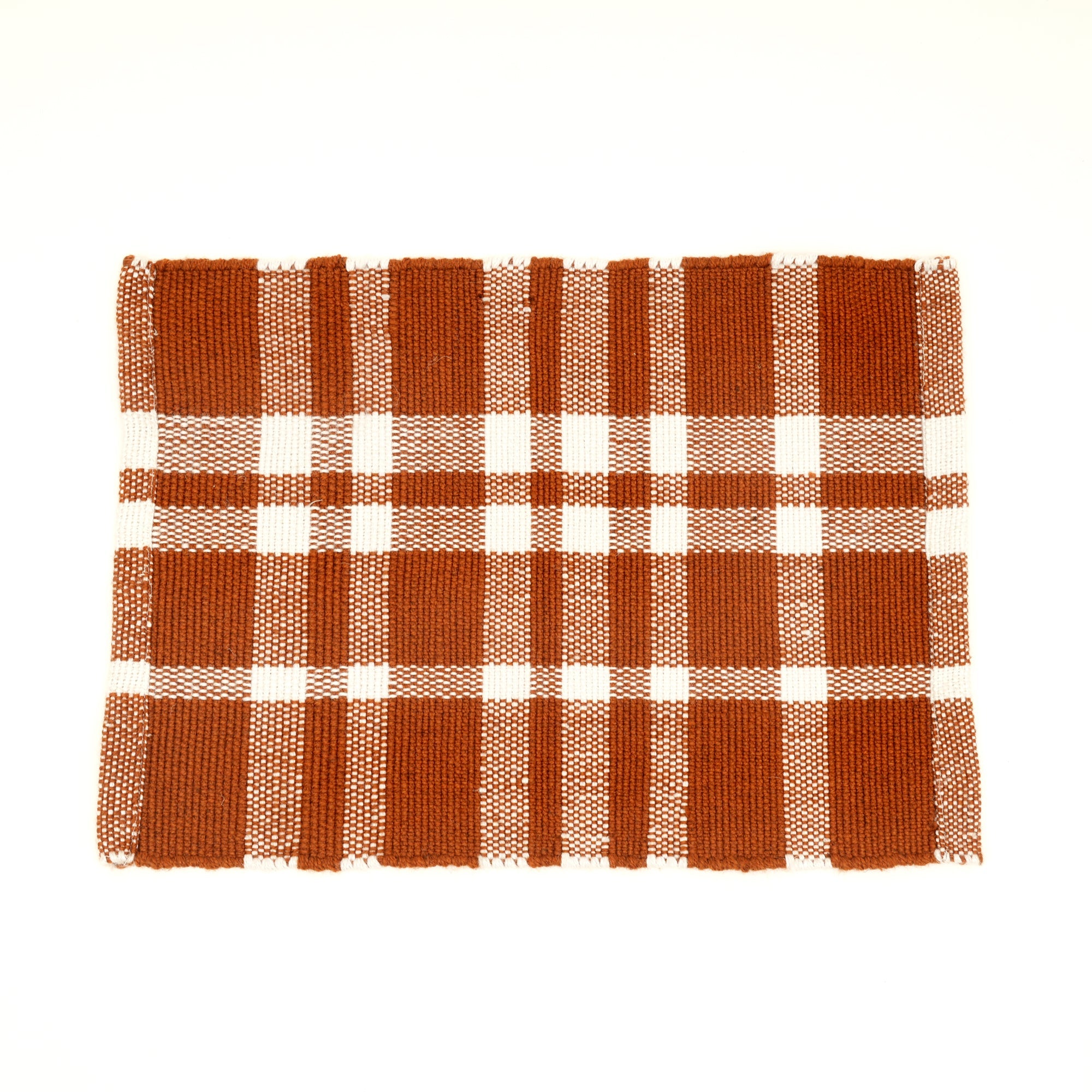 Rust Checker Stripe Placemat – Durable Polyester Table Mat for Dining and Kitchen