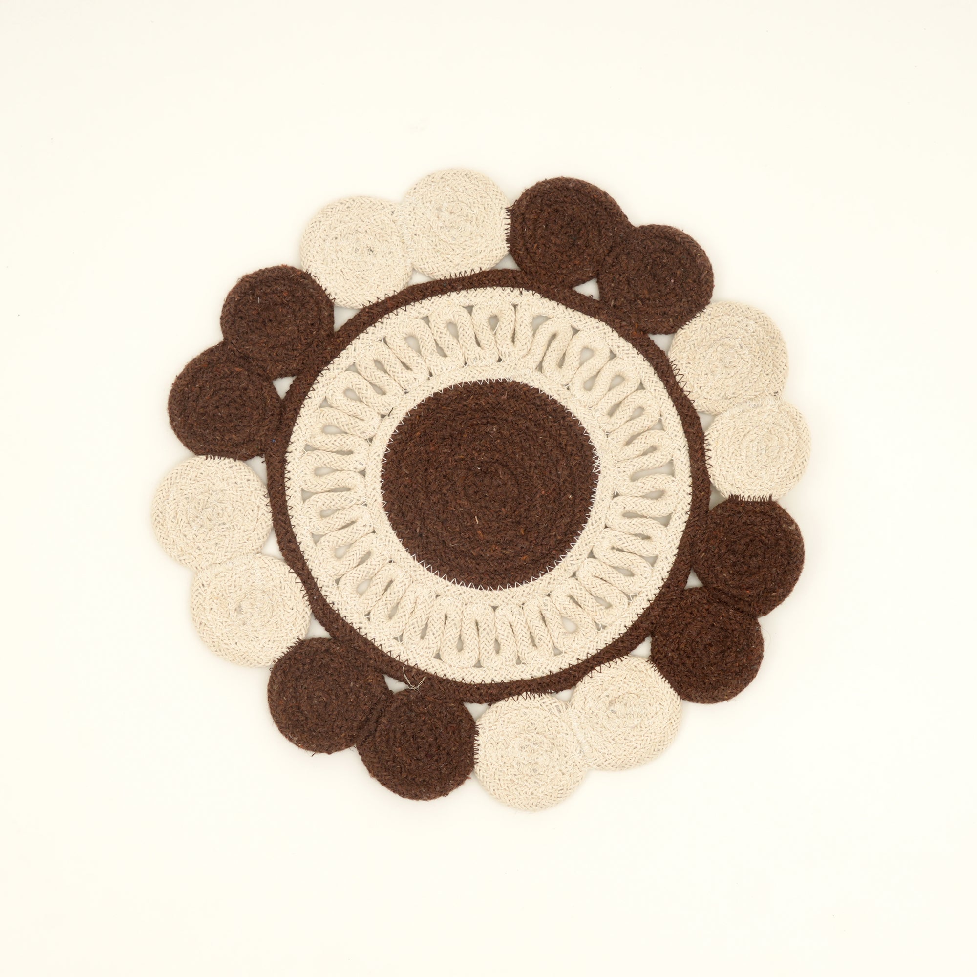 Brown Cotton Braided Placemat – Handcrafted Durable Table Mat for Dining