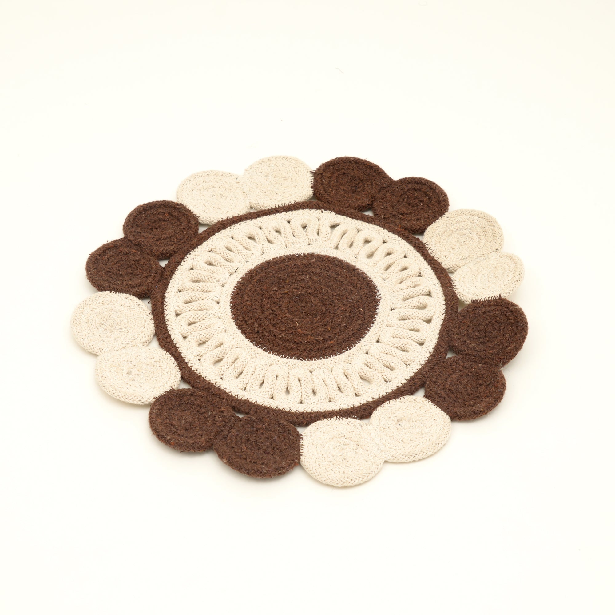 Brown Cotton Braided Placemat – Handcrafted Durable Table Mat for Dining