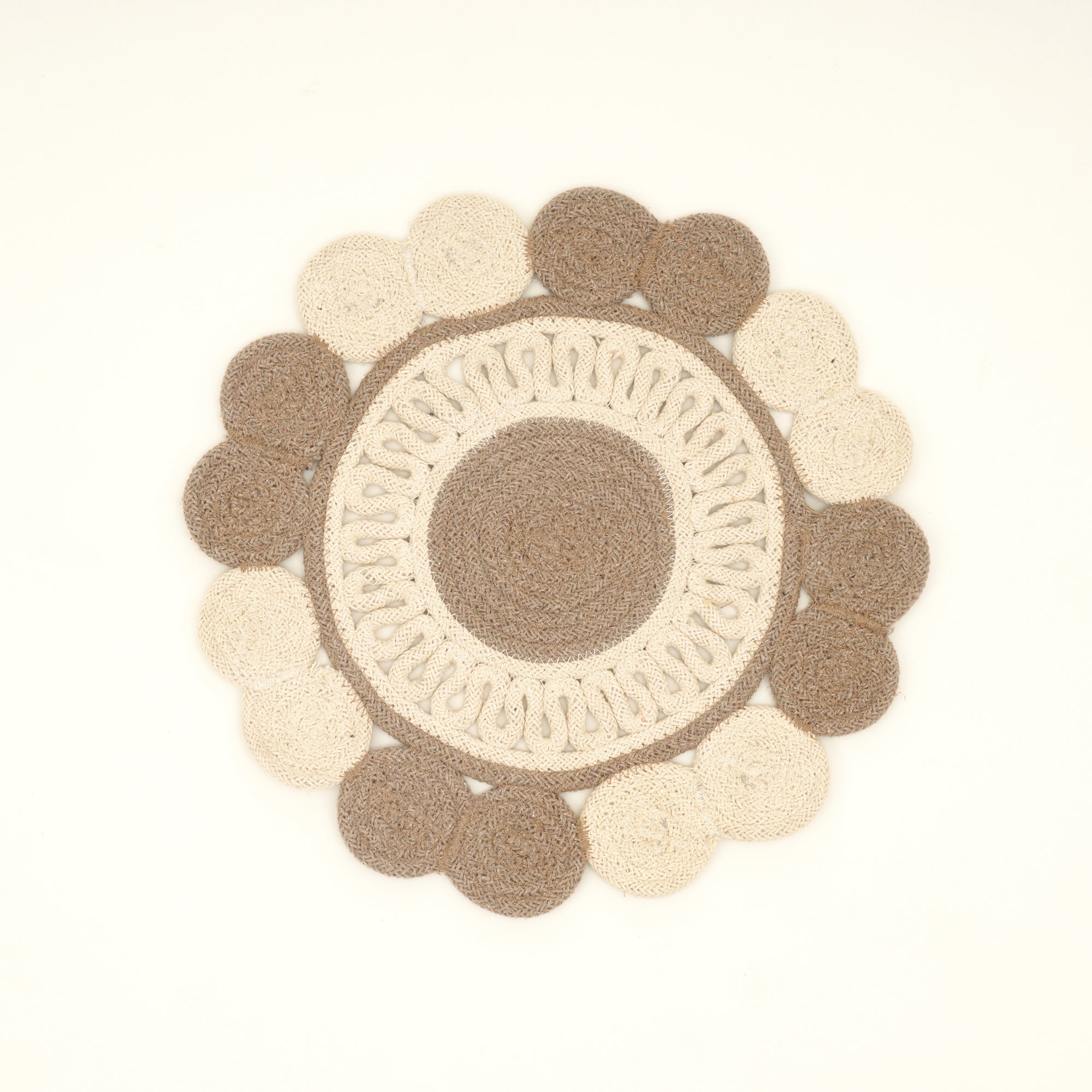 Grey Cotton Braided Placemat – Handcrafted Durable Table Mat for Dining