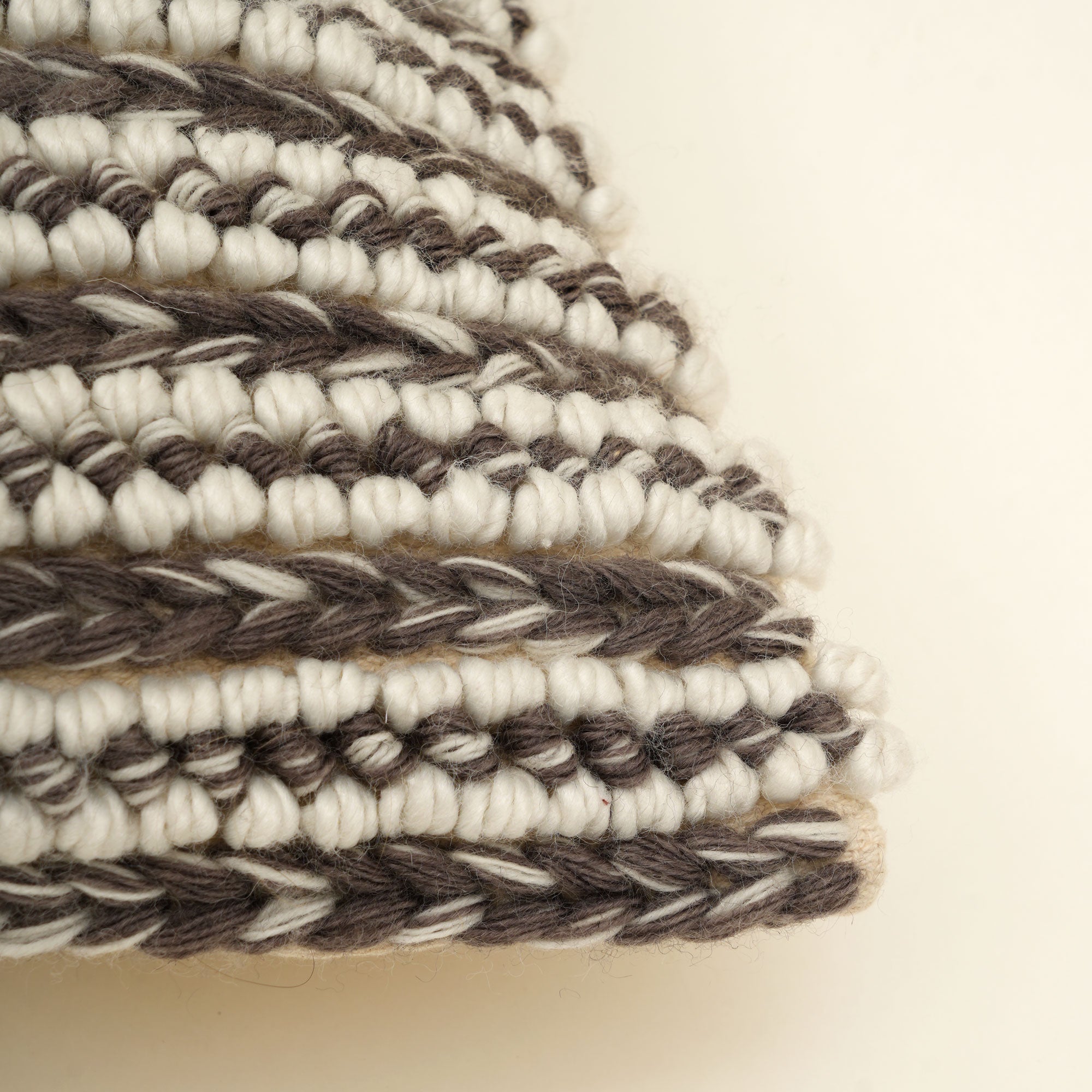 Ivory/Grey Handwoven Cushion – Decorative Throw Pillow for Sofa, Chair, and Bed