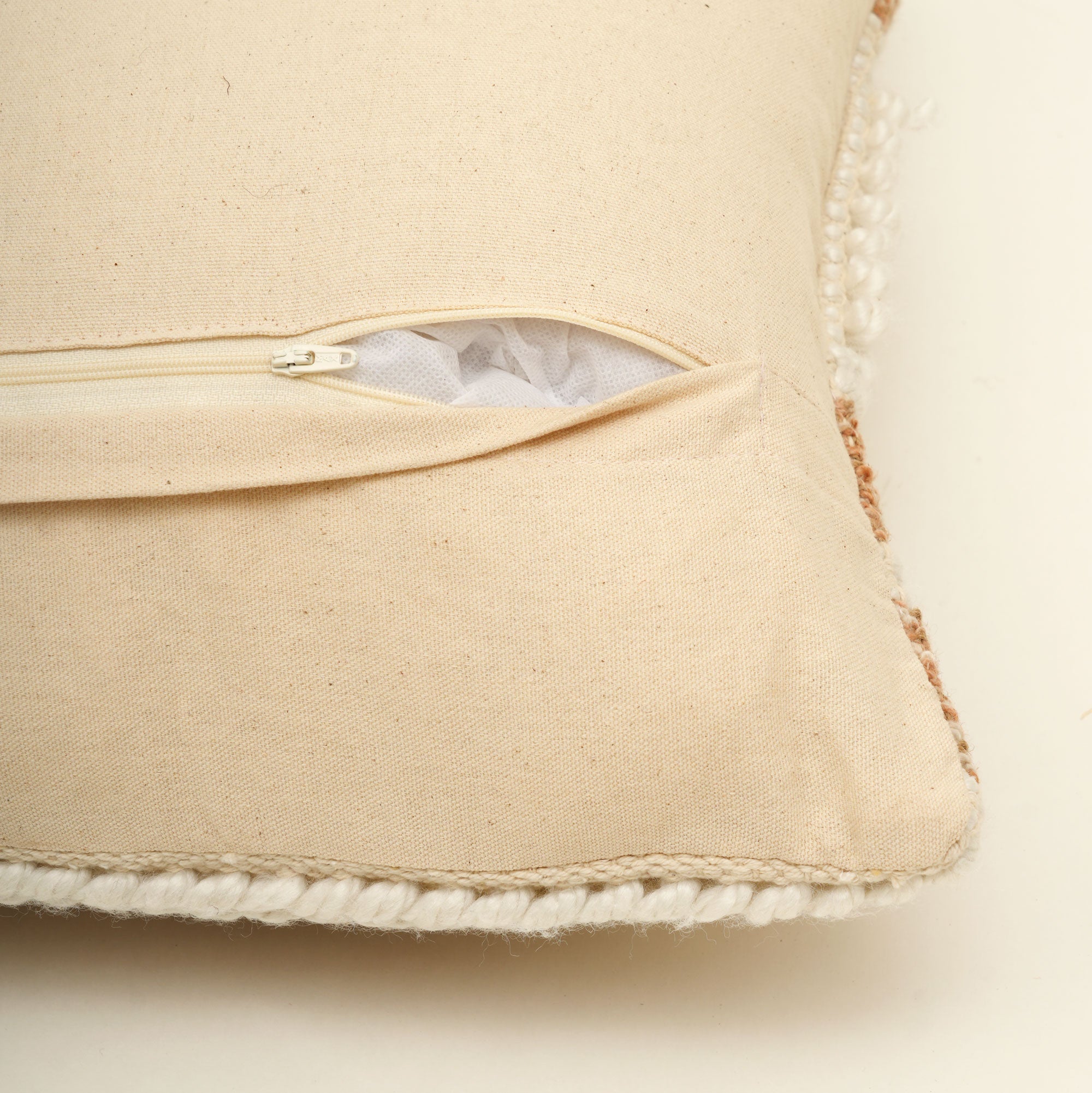 Beige/Ivory Handwoven Cushion – Soft Decorative Throw Pillow for Sofa, Bed, and Accent Chair