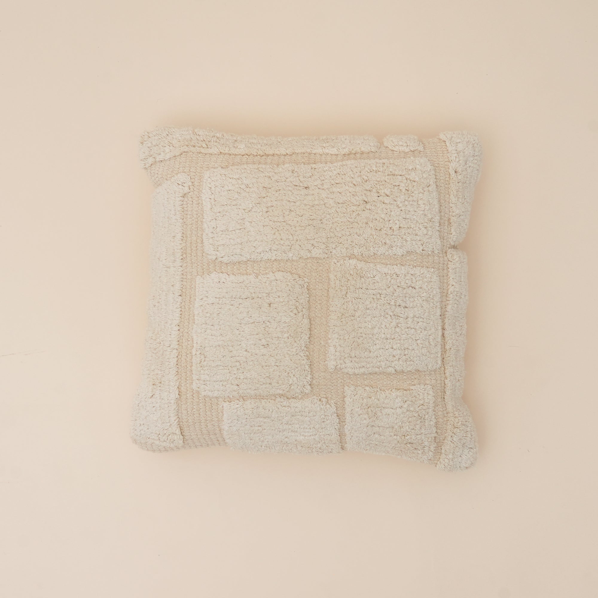 Ivory Dune Textured Tufted Cotton Cushion with Filler 46 cm