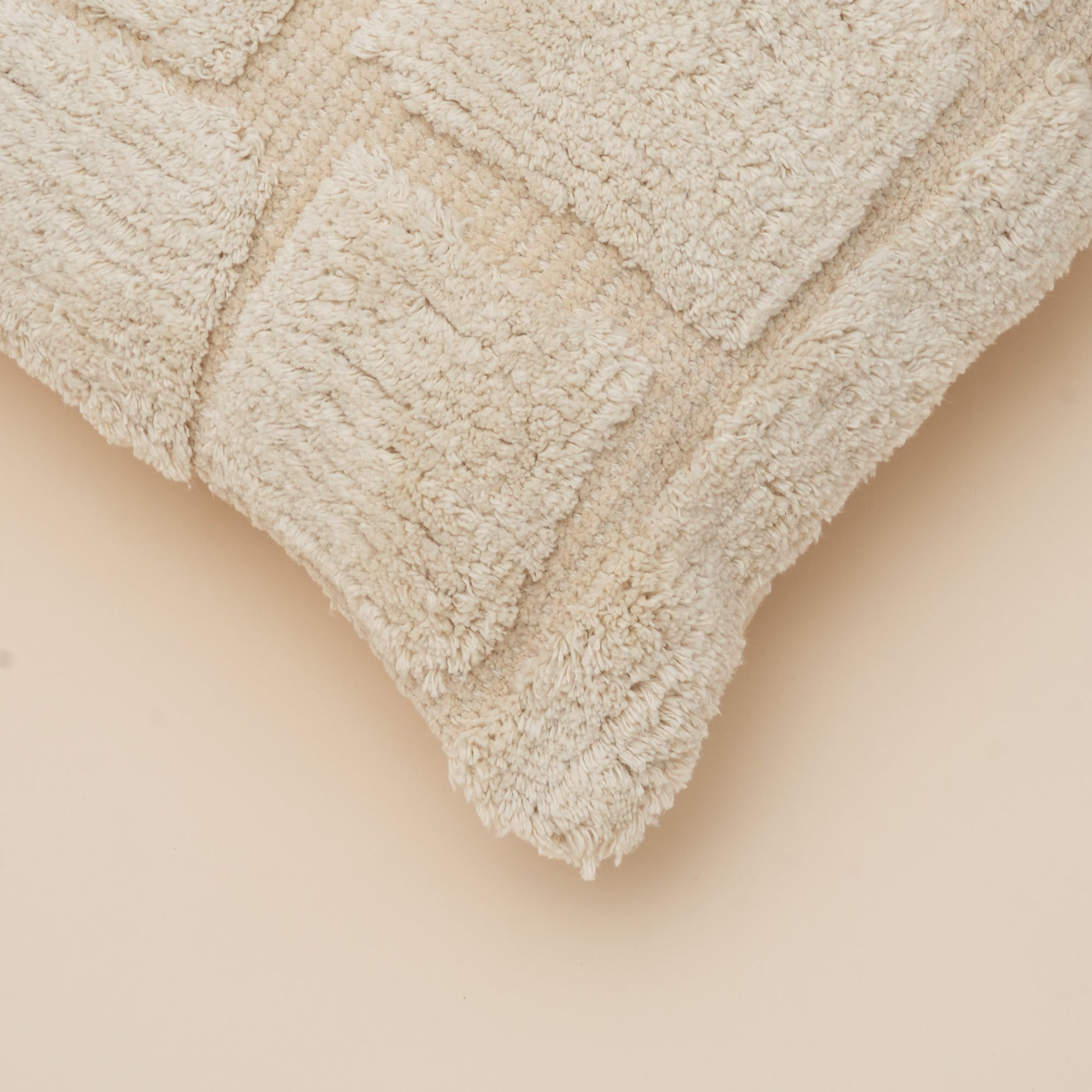 Ivory Dune Textured Tufted Cotton Cushion with Filler 46 cm