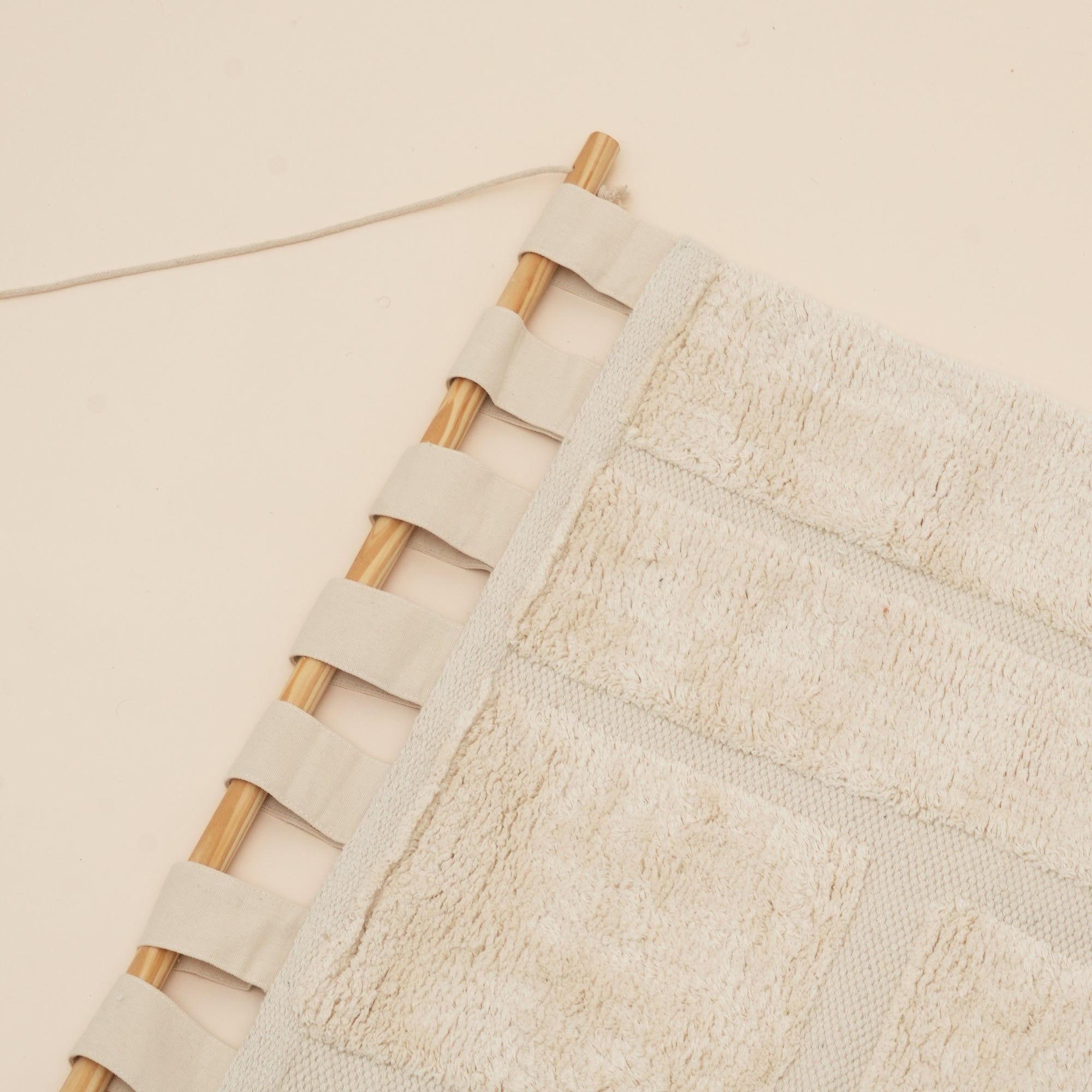 Beige Block Tufted Wall Hanging | Geometric Cotton Wall Art