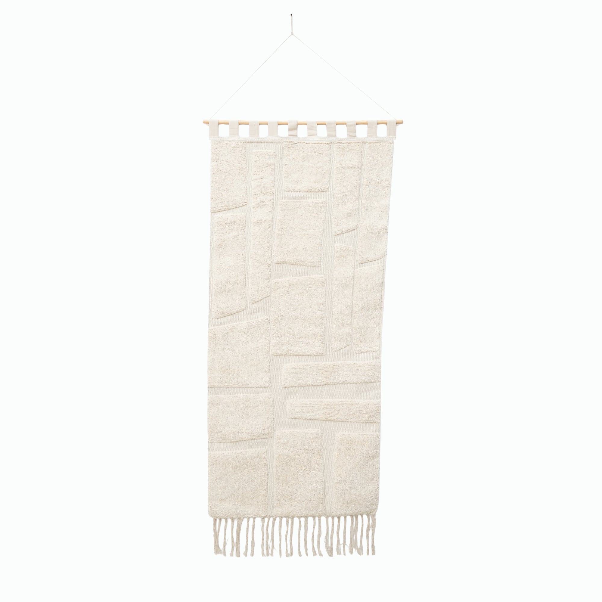 Beige Block Tufted Wall Hanging | Geometric Cotton Wall Art