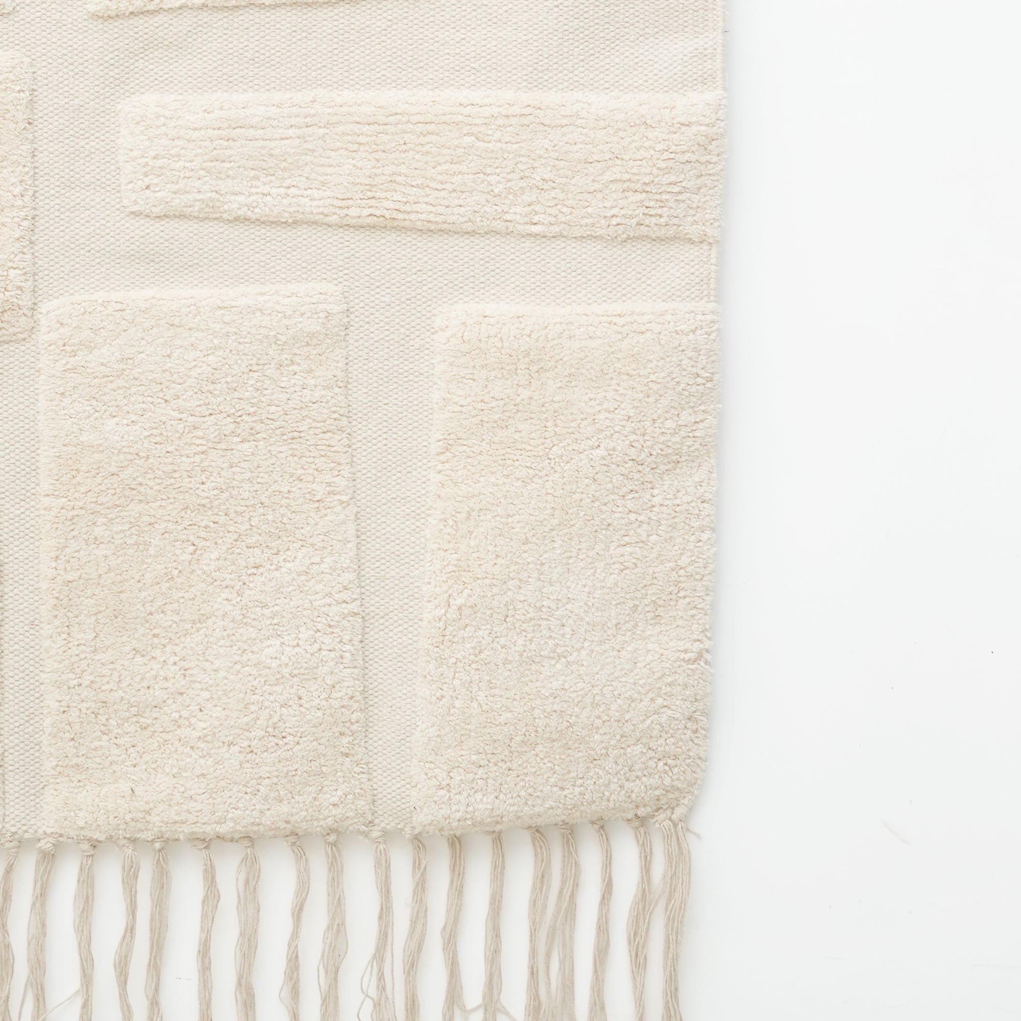 Beige Block Tufted Wall Hanging | Geometric Cotton Wall Art