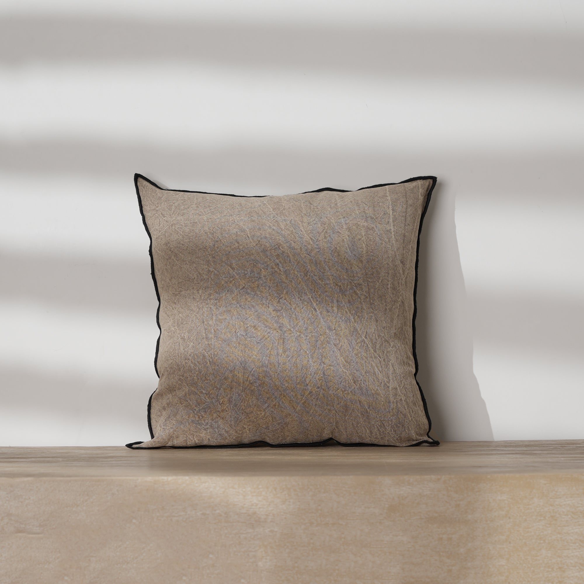 Handmade Cotton & Linen Cushion Cover – Beige, Brown & Green
