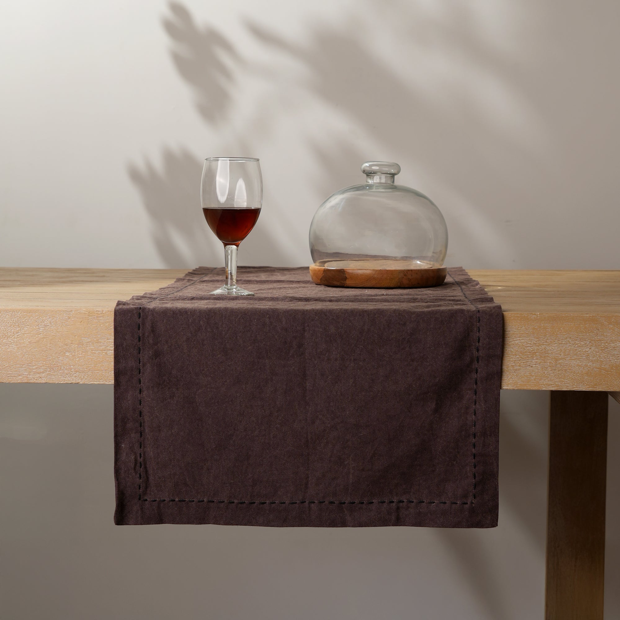 Handcrafted Cotton & Linen Table Runner – Rich Brown