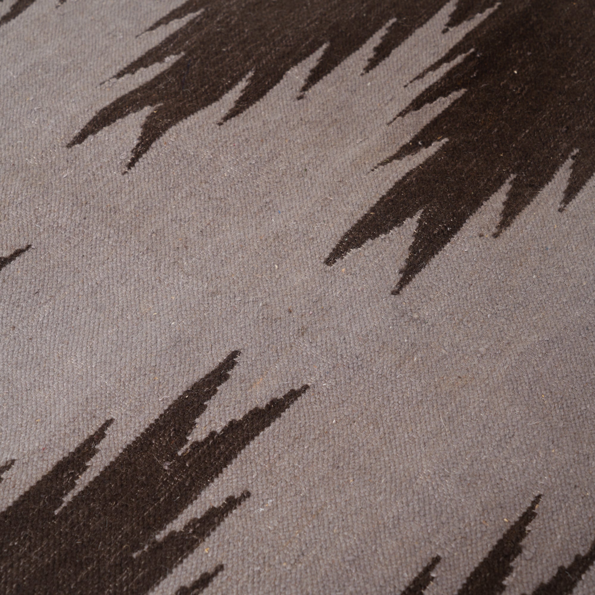 Hand Woven Ikkat Geometric Rug – Wool & Cotton | Natural Brown