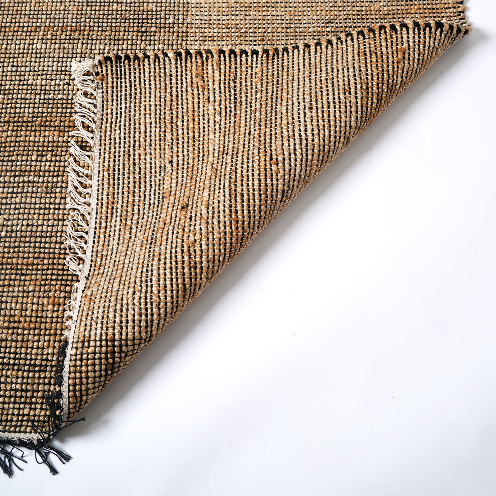 Hand Woven Herringbone Block Rug – Cotton & Jute | Natural
