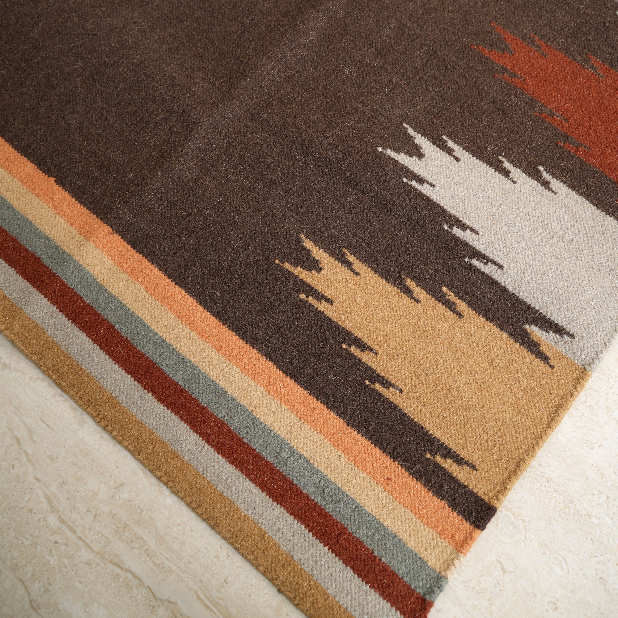 Hand Woven Traditional Kilim Rug – Wool, Bamboo Silk & Cotton