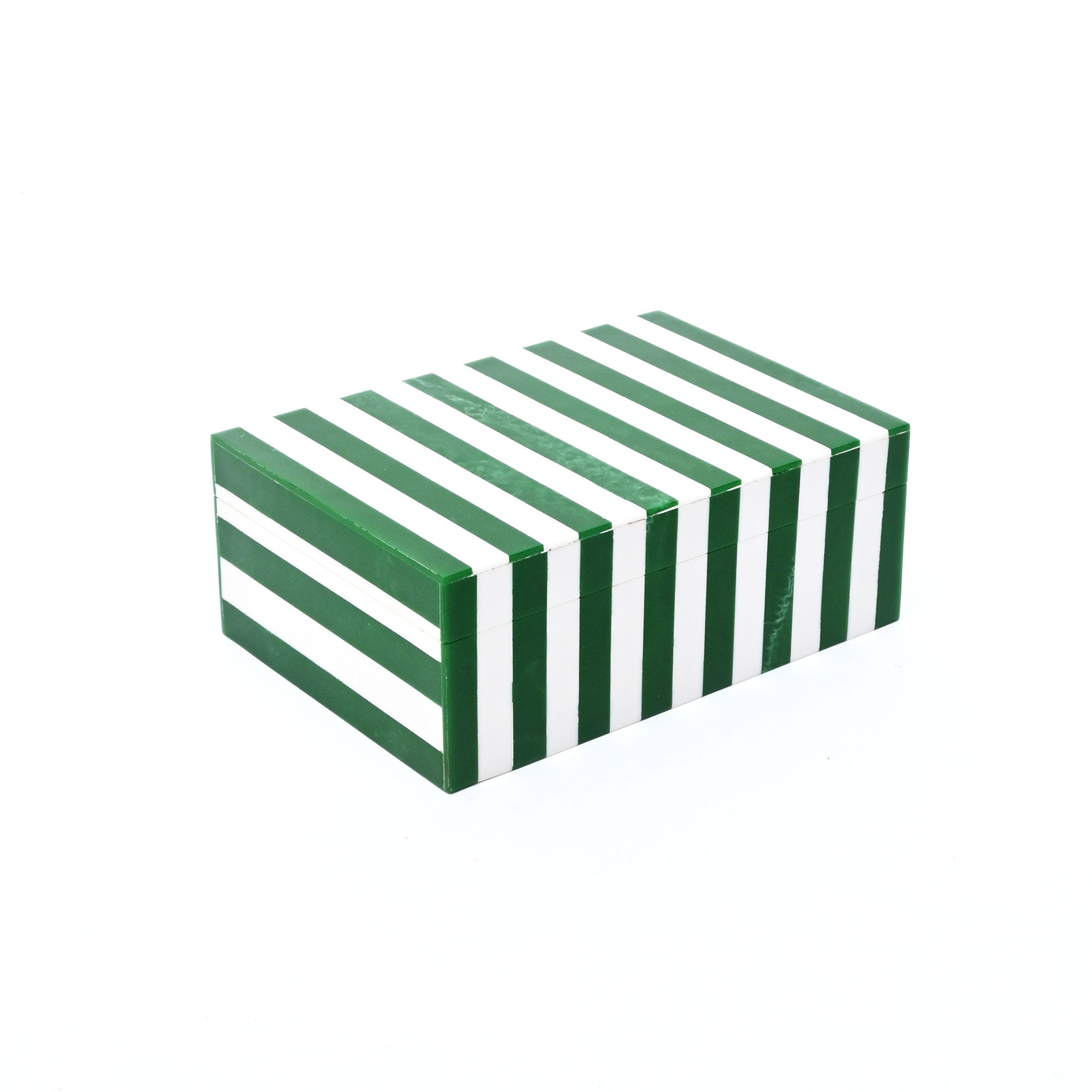 Green Striped Resin Storage Box Modern MDF Decor Organizer
