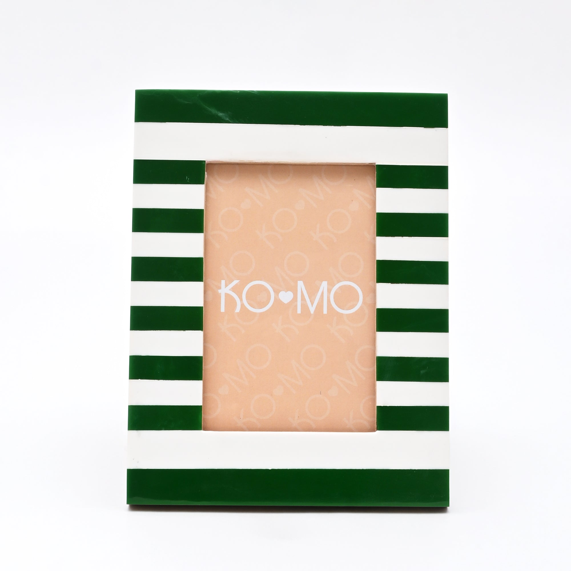 Green Striped Resin Photo Frame 4x6 Inch Modern Tabletop