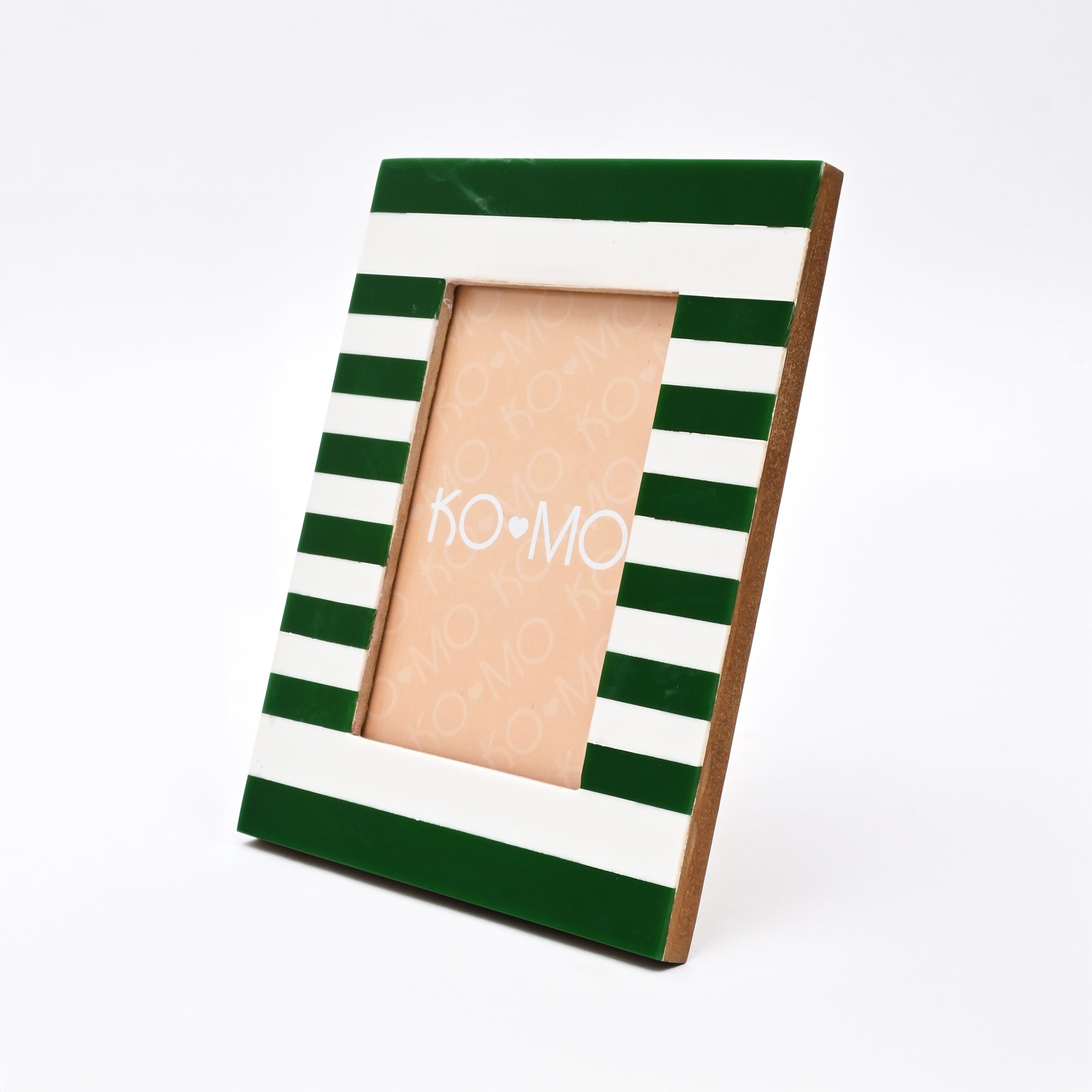 Green Striped Resin Photo Frame 4x6 Inch Modern Tabletop