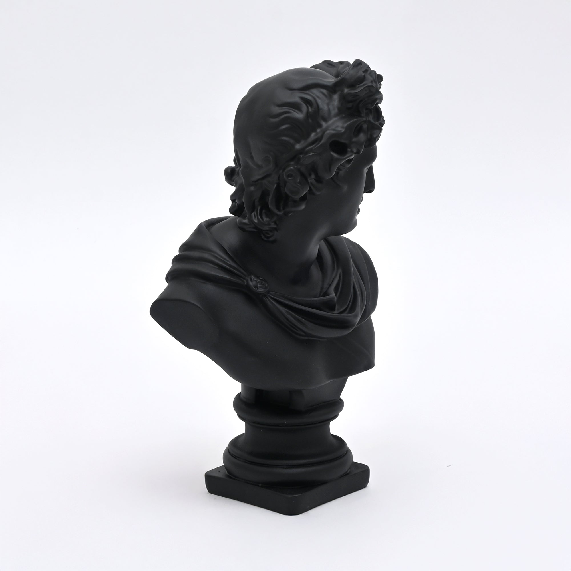 Black Classical Greco-Roman Bust Sculpture in Matte Resin
