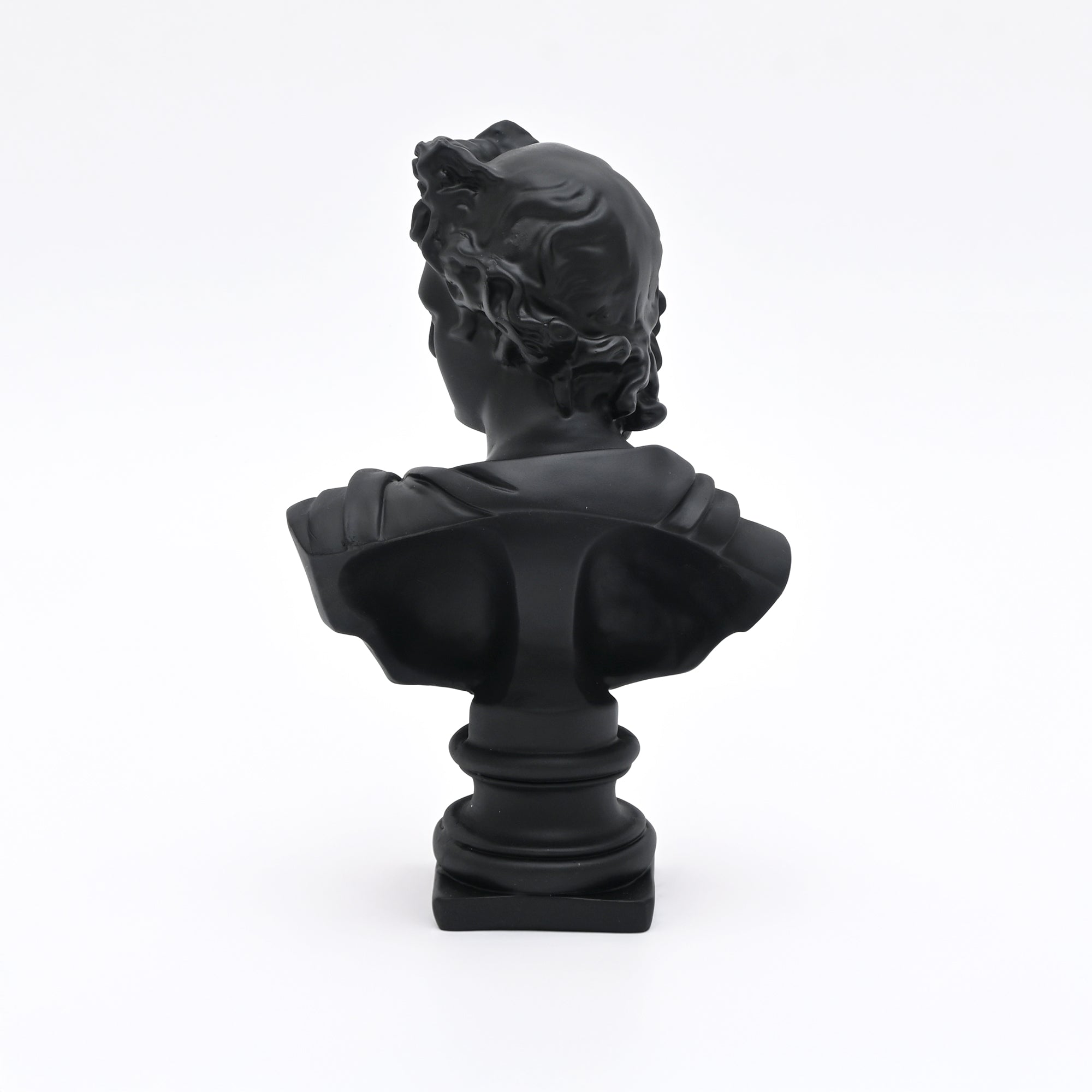 Black Classical Greco-Roman Bust Sculpture in Matte Resin