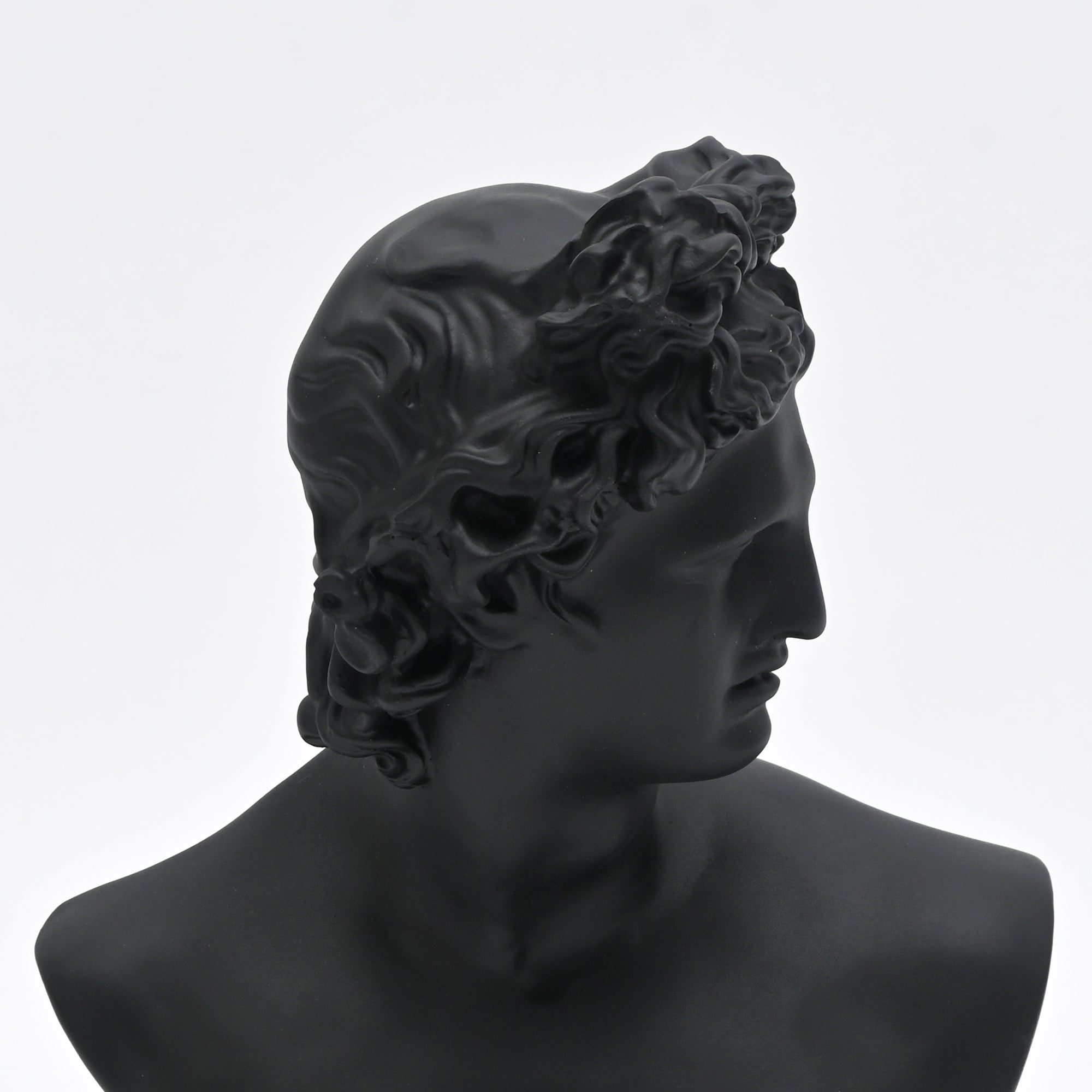 Black Neo-Classical Bust Sculpture in Matte Resin