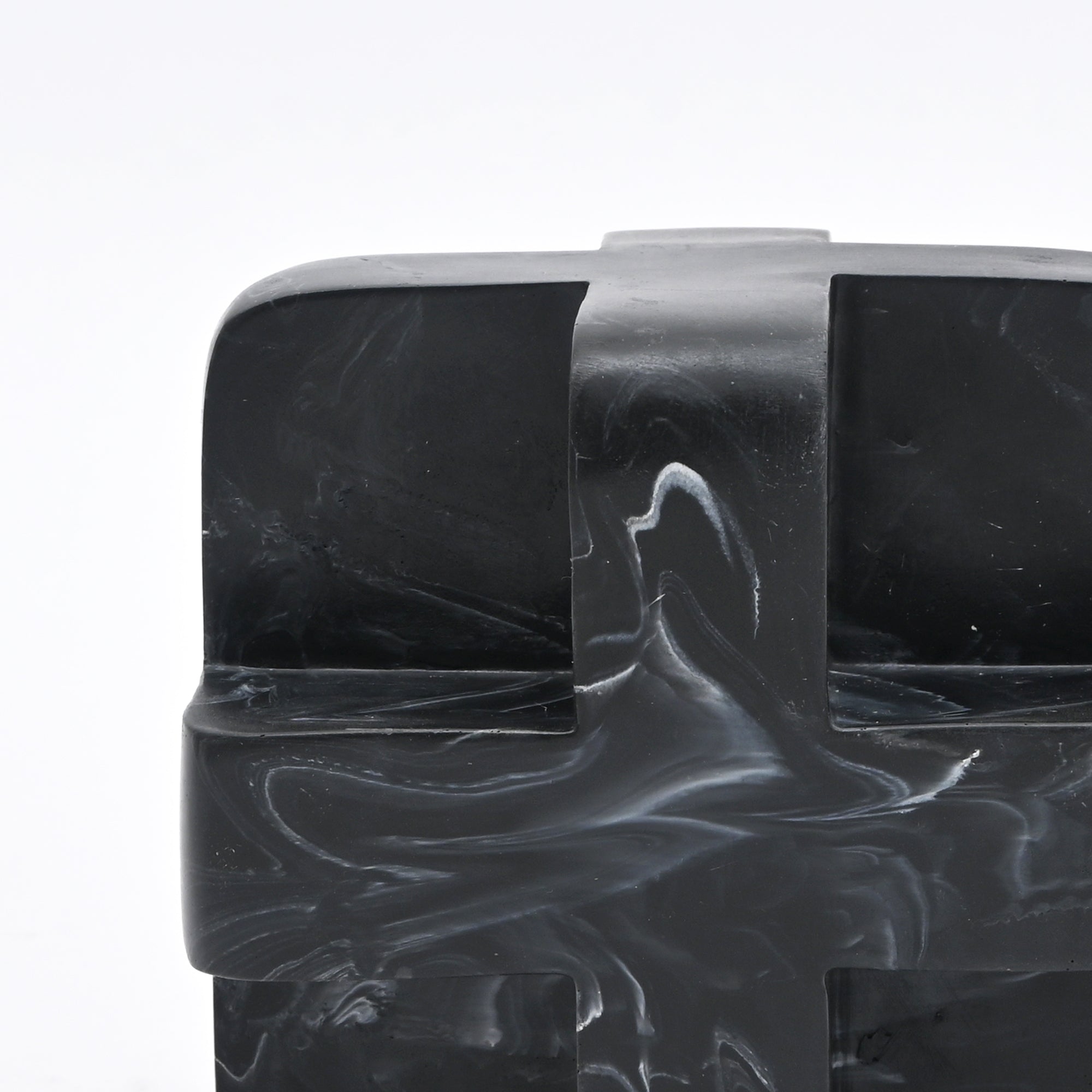 Abstract Cubist Décor Object in Black Matte Polyresin