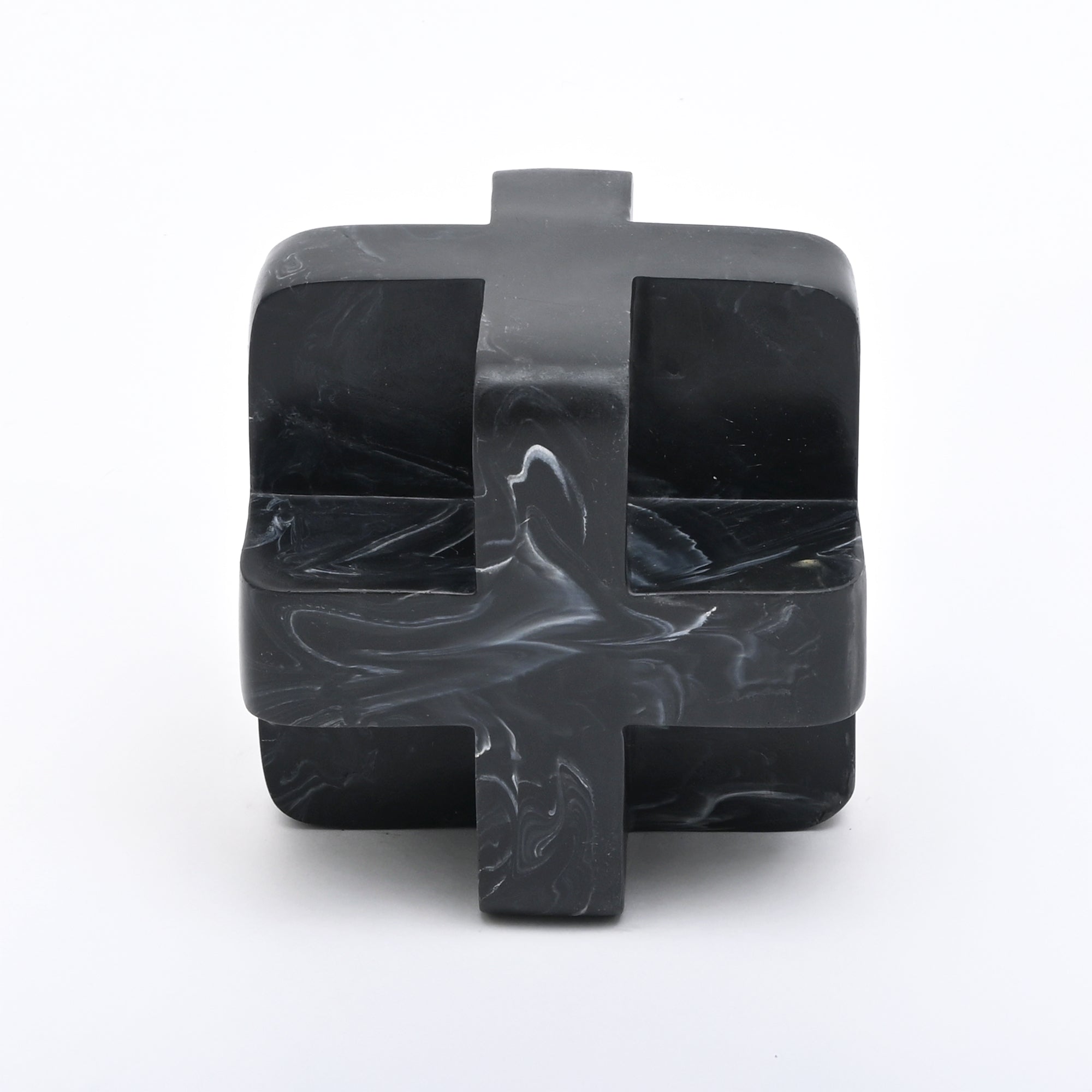 Abstract Cubist Décor Object in Black Matte Polyresin