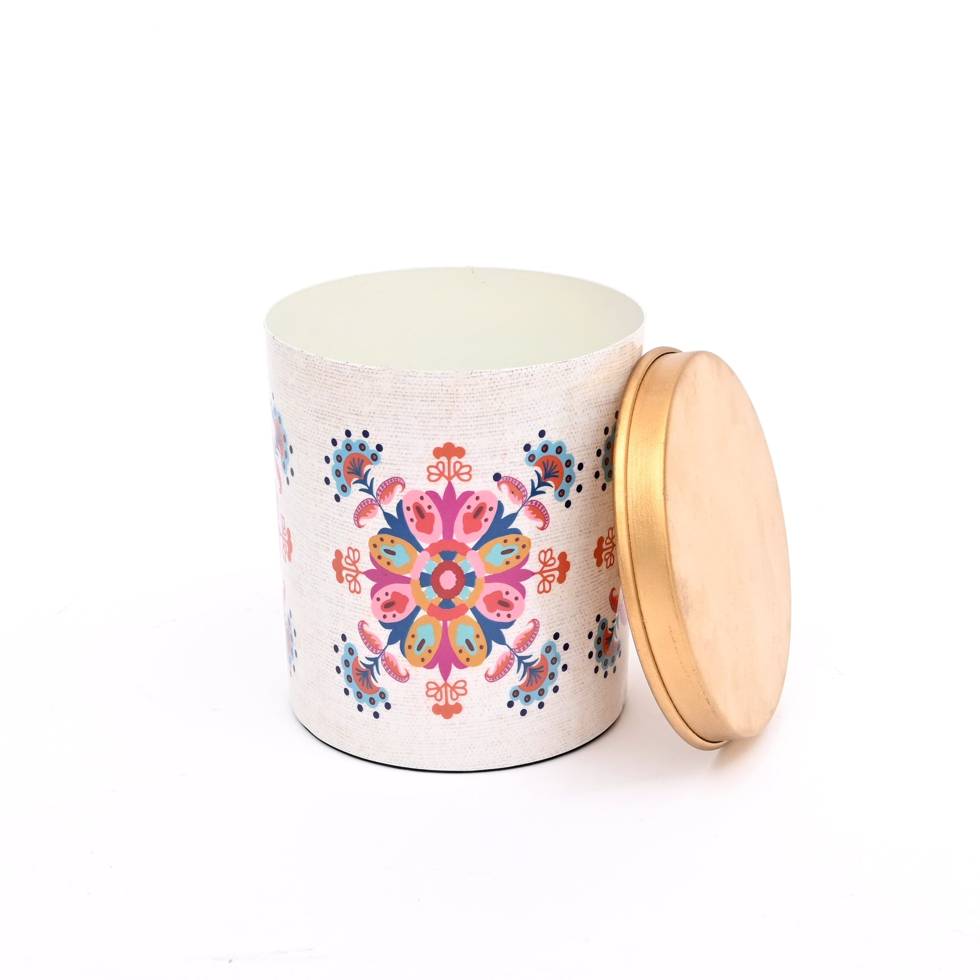 Large Round Enamel Box with Lid – Kitchen & Home Storage Jar